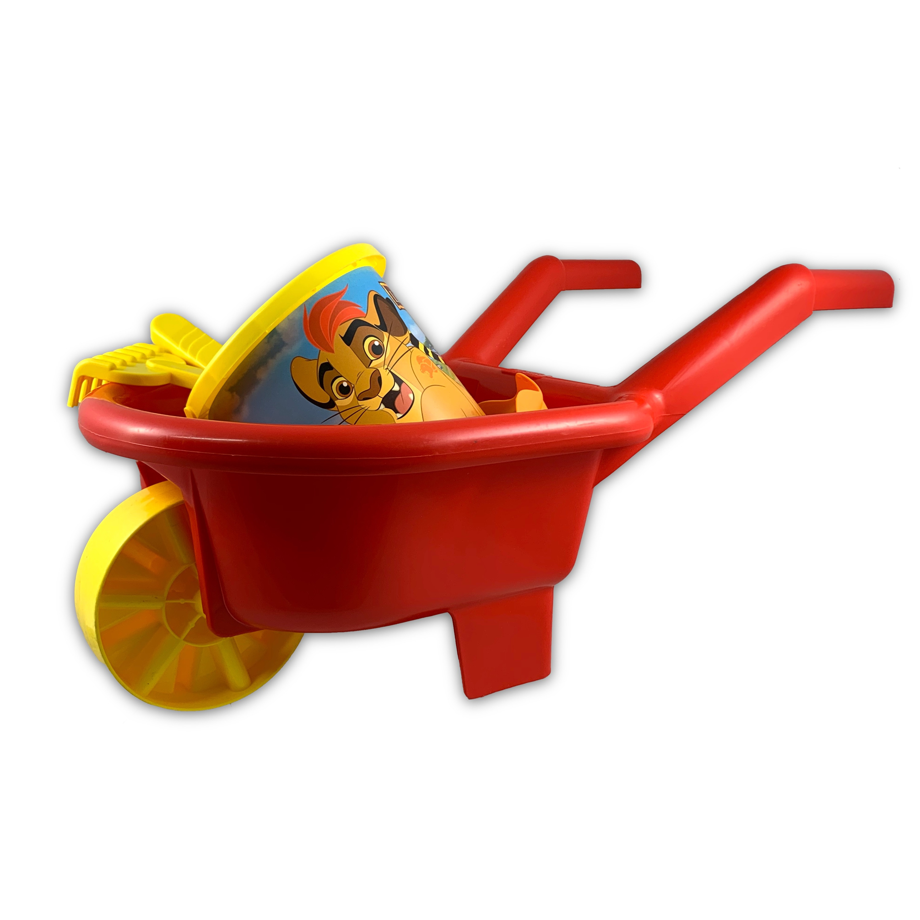 temp2426 Kinder Schubkarre mit Eimergarnitur Die Garde der Löwen Eimer Sieb Schaufel usw.