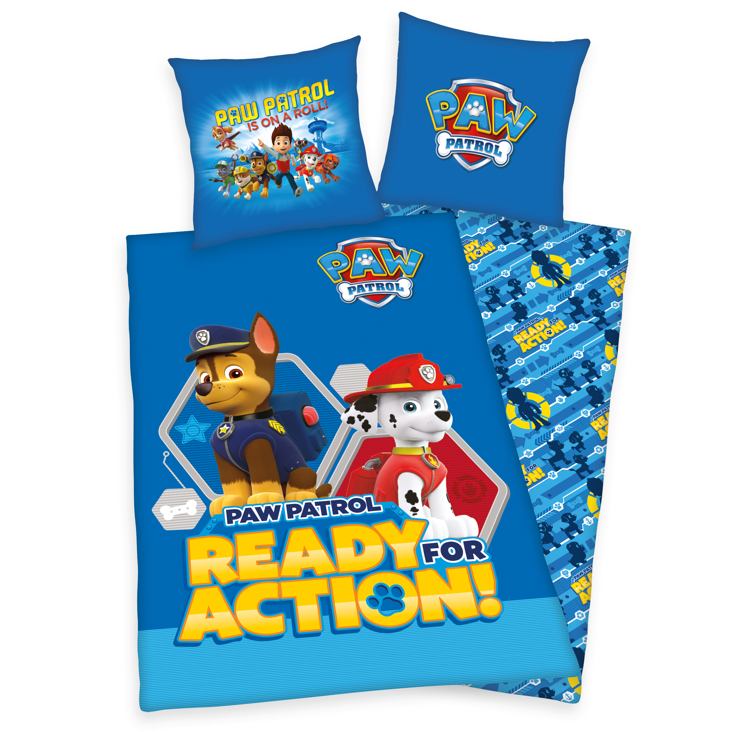 44322-02 Paw Patrol Bettwäsche Wende-Motiv, Bettbezug 135 x 200 cm, 80 x 80 cm Baumwolle