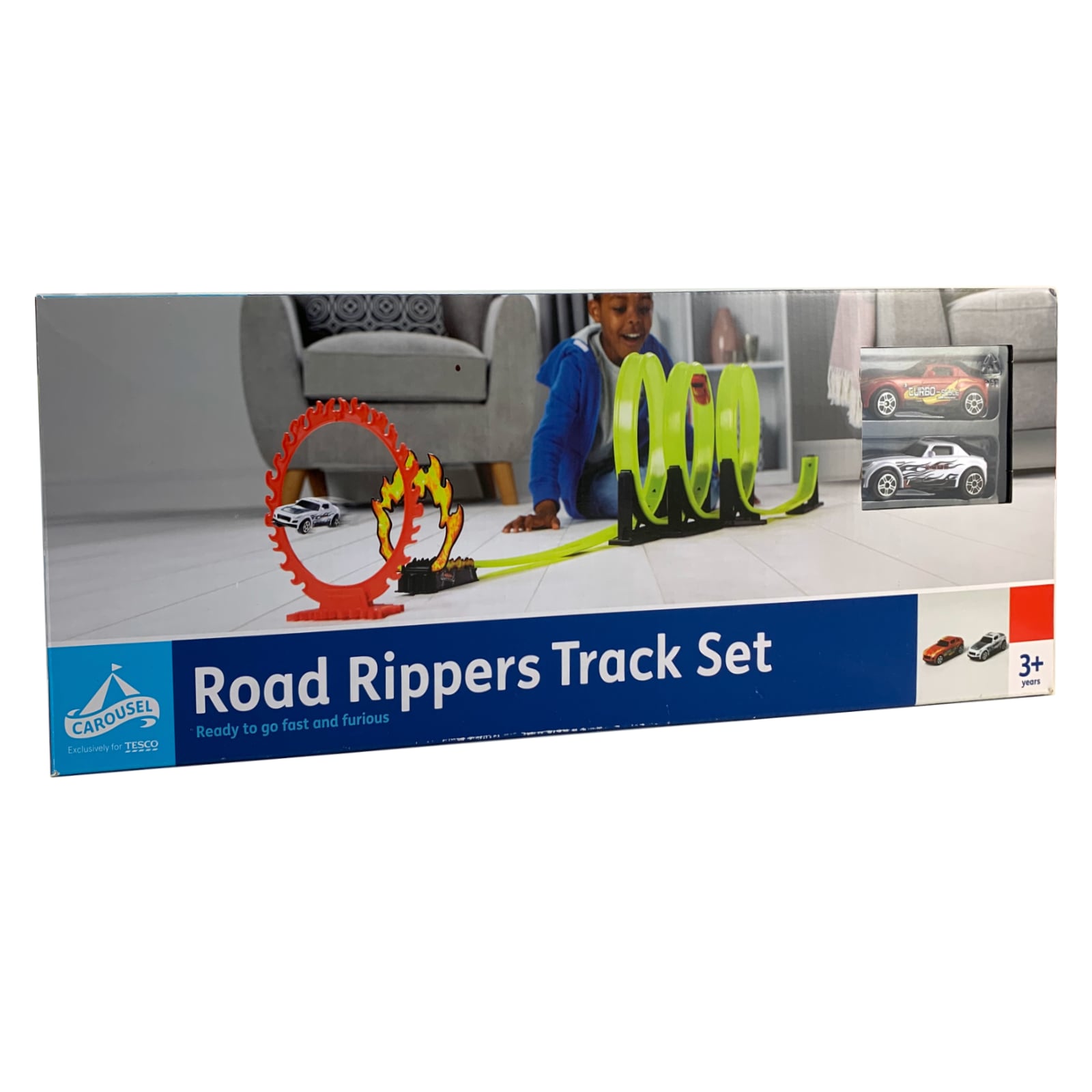 Looping Rennbahn Road Rippers Track Set mit Feuerreif und 2 Autos