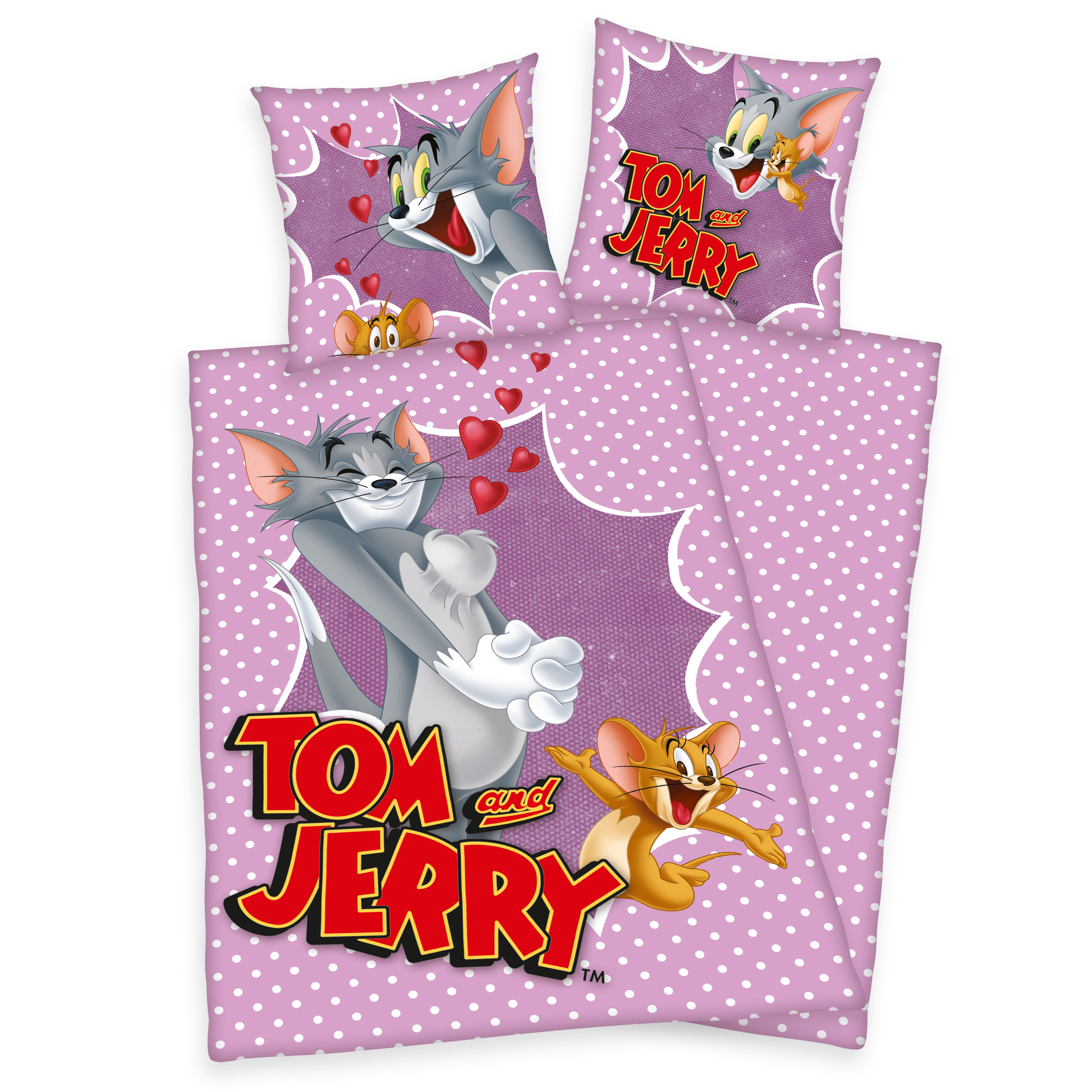 44732-08 Linon Bettwäsche Tom & Jerry 135x200cm Baumwolle 2tlg. Wendebettwäsche lila