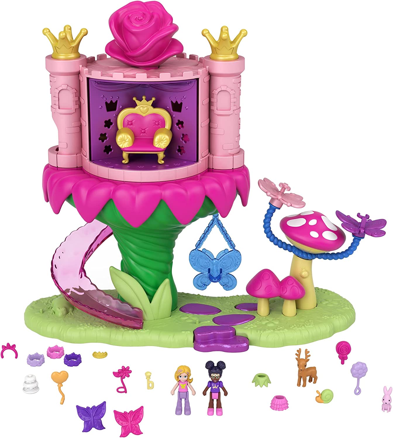 Feenschloss Polly Pocket GYK43 - Regenbogen-Einhornspaß Feenflug inkl. 2 Puppen