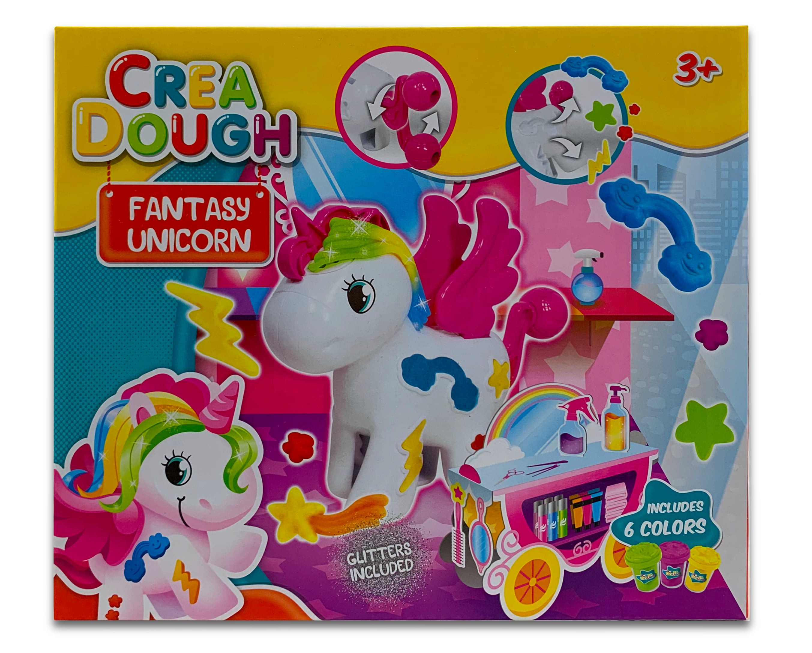 CREA_DOUGH_FANTASY_UNICORN_BOX_FRONT Crea Dough Fantasy Unicorn Knete Kinderknete Set Einhorn