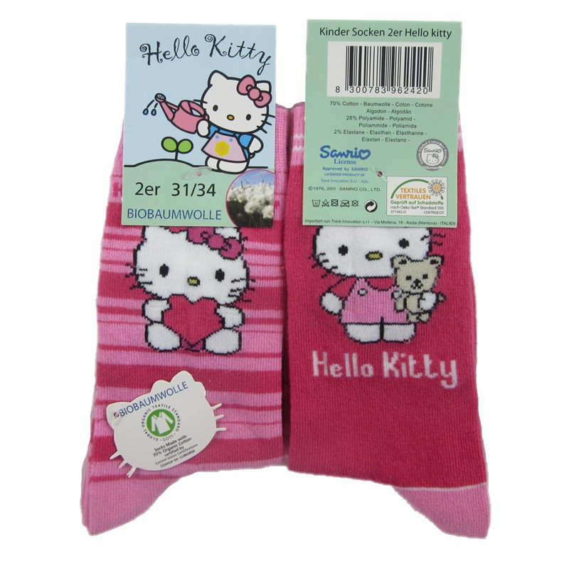 temp349 Hello Kitty 2er Pack Socken 23/26 27/30 31/34 Set2