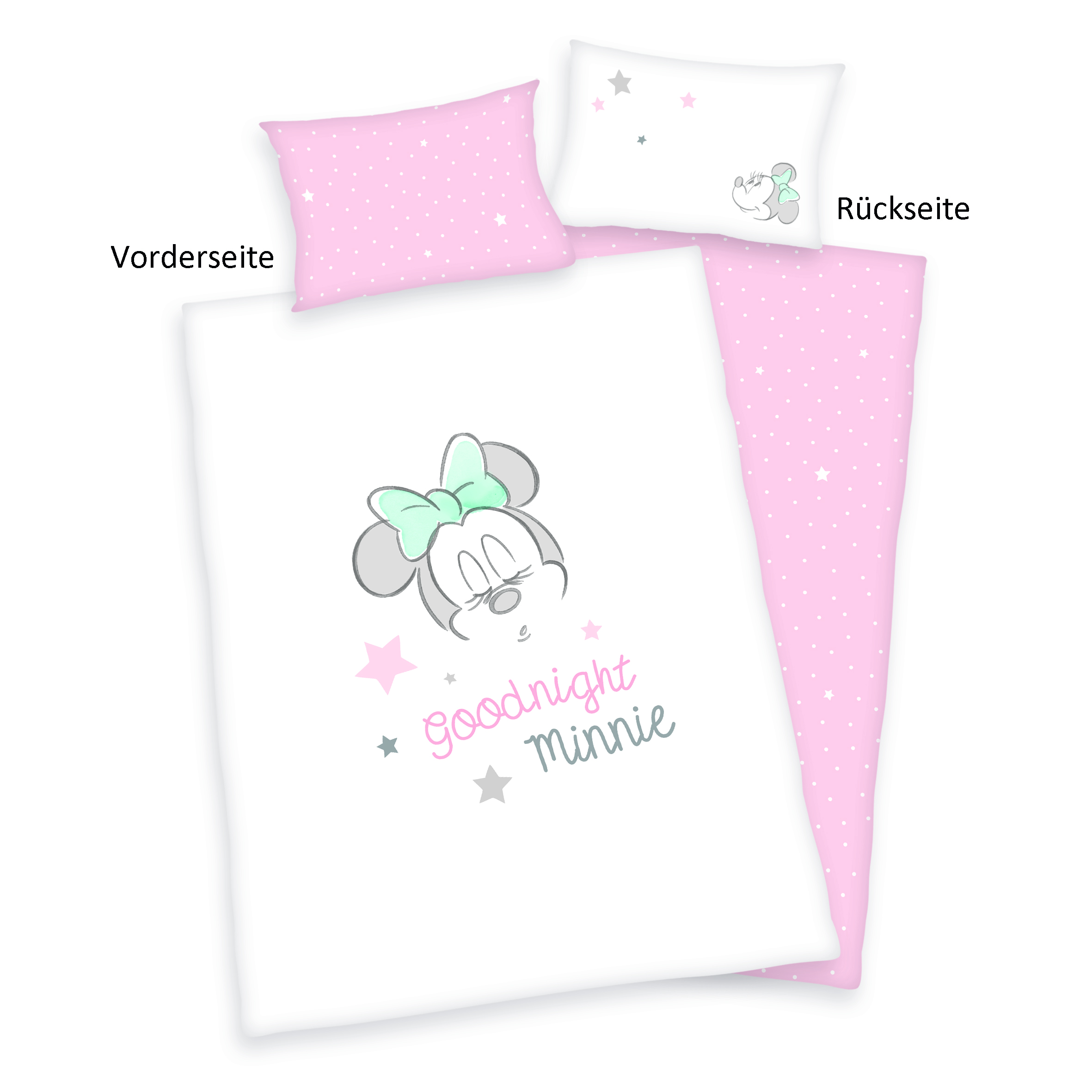 4006891943972-pt01 Disney Minnie Mouse Bettwäsche 100 x 135cm 100% Bio-Baumwolle Flanell Bettwäsche