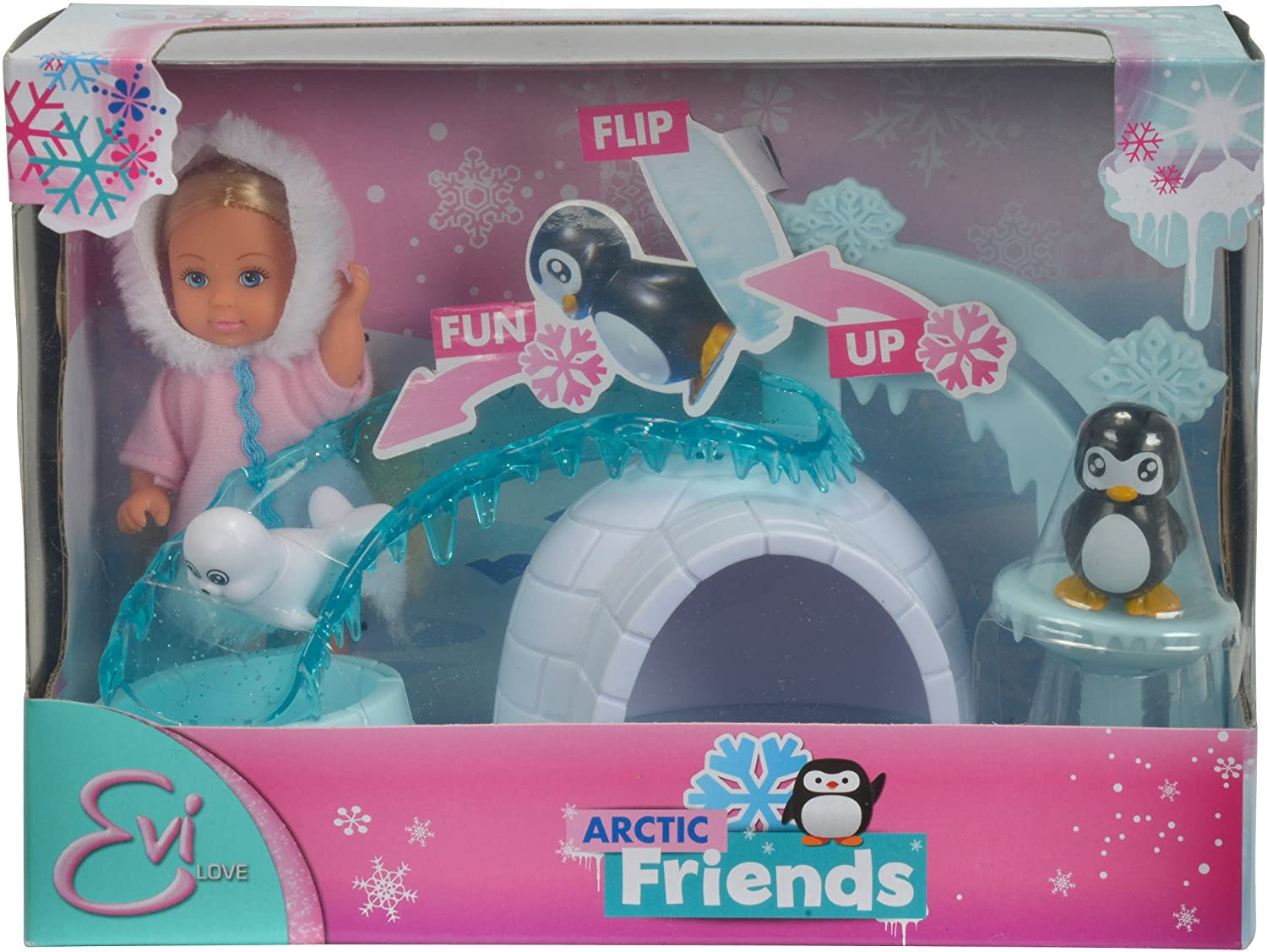 Evi Love Puppe im Winteroutfit und ihre arktischen Freunden