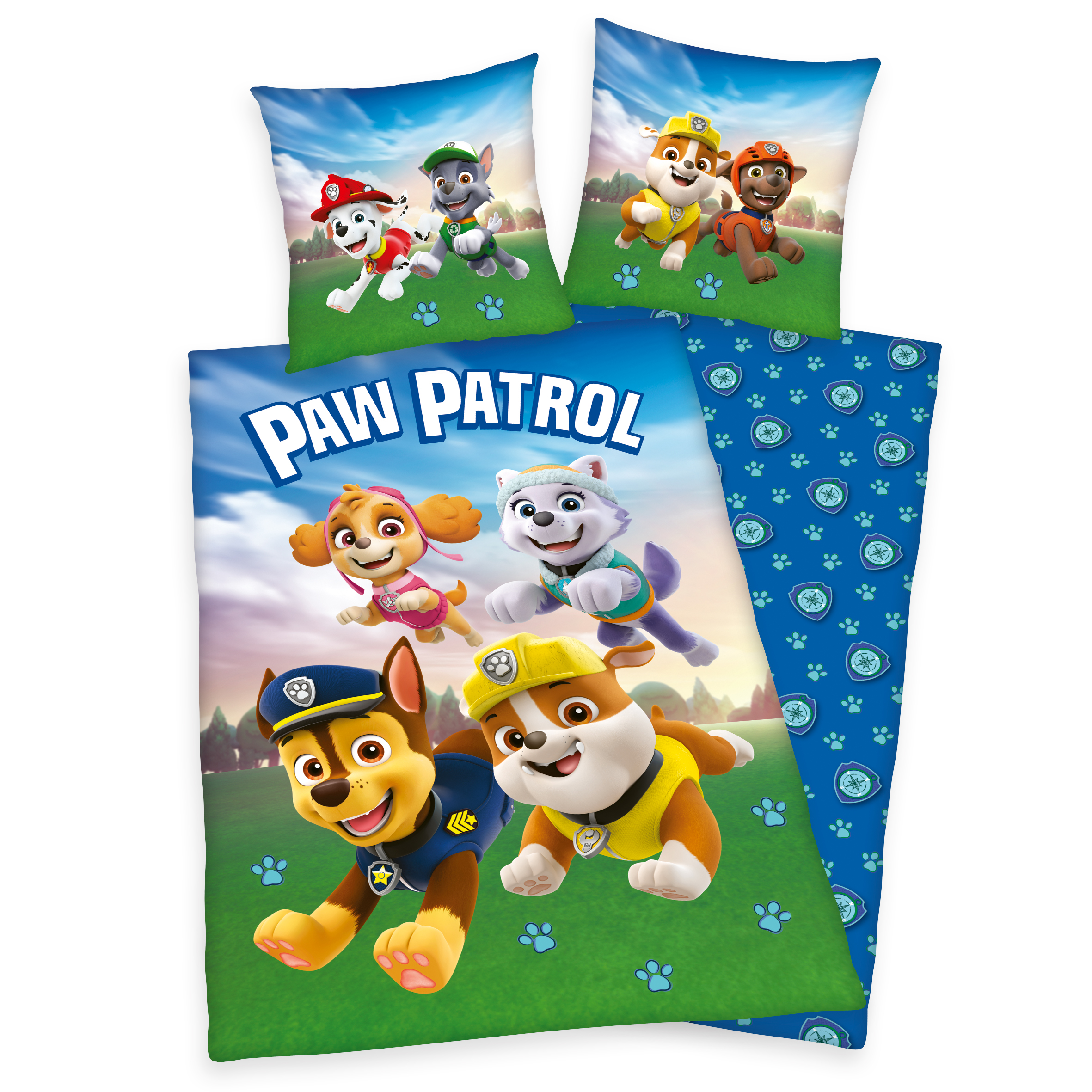 44324-97 Paw Patrol Bettwäsche Wende-Motiv, Bettbezug 135 x 200 cm, 80 x 80 cm Baumwolle